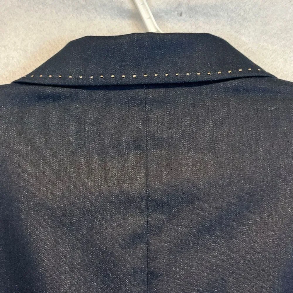 TAHARI Blazer Jacket Women's Size 14 Black Collared Three-Button Single-Breasted - Picture 12 of 13